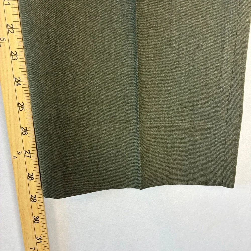Brooks Brothers Dress Pants Mens 38x29 Olive Green Pure Wool Pleated Made in USA